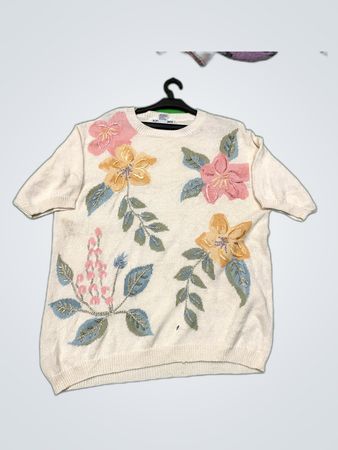 Alfred Dunner Embroidered Floral Knit Sweater