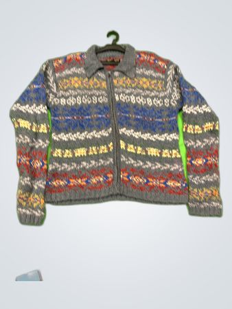 In Knit Colorful Zip Cardigan