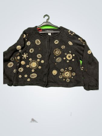 Victoria Harbour Black Beaded Knit Cardigan