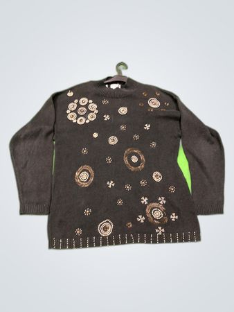 Victoria Jones Black Beaded Knit Sweater