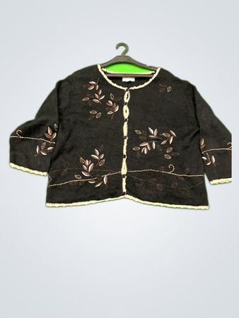 Christopher & Banks Black Embroidered Cardigan