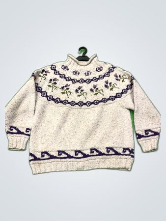 Outback Red Floral Turtleneck Knit Sweater