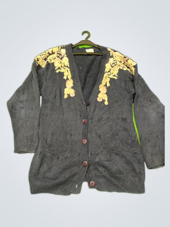 Gray Floral Cardigan