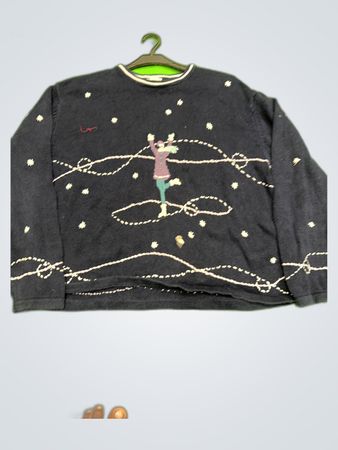 Christopher & Banks Navy Graphic Knit Sweater
