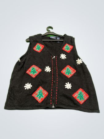 Crazy Horse Black Christmas Knit Vest