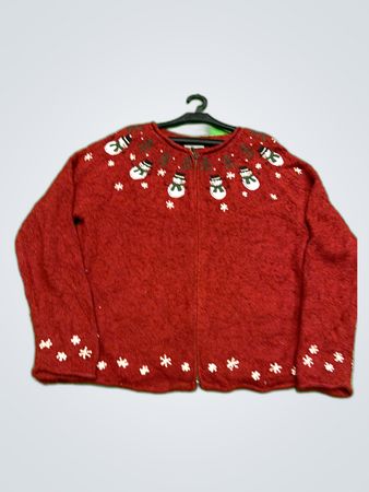 Croft & Barrow Red Snowman Cardigan