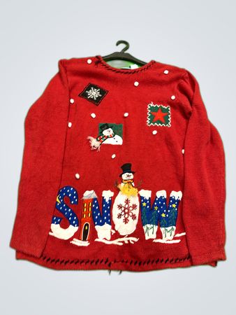 Monday Editions Red Christmas Knit Sweater