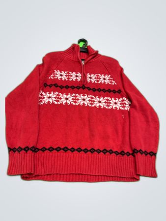 Karen Scott Red 1/4 Zip Knit Sweater
