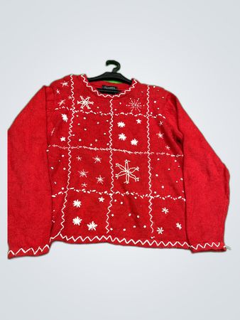 All Points Red Snowflake Knit Sweater