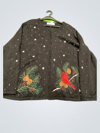 Heirloom Collectibles Embroidered Christmas Cardigan