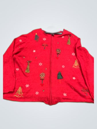 Liz & Me Red Christmas Cardigan