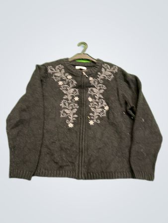 Croft & Barrow Embroidered Zip Cardigan