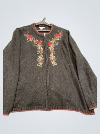 Croft & Barrow Embroidered Knit Cardigan