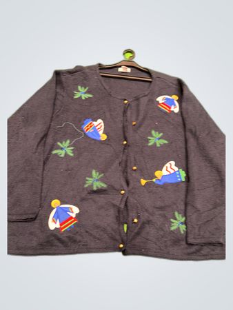 Gray Hawaiian-themed Cardigan