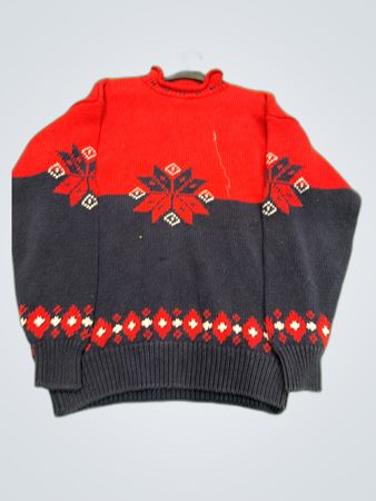 Gap Red and Navy Snowflake Turtleneck Sweater