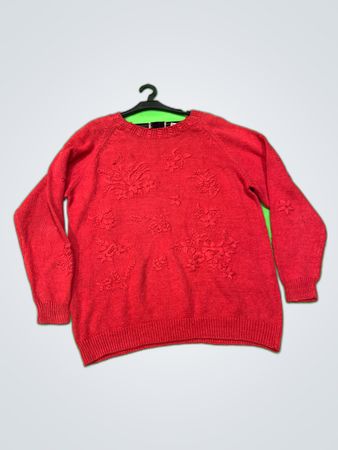 Separate Issue Red Floral Knit Sweater