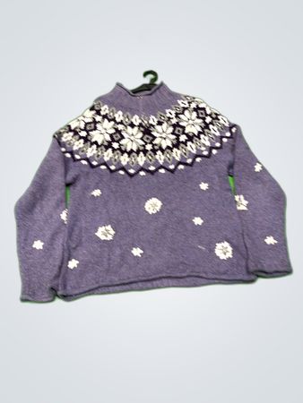 Coldwater Creek Purple Snowflake Knit Sweater