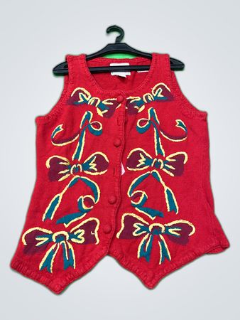 Express Tricot Red Embroidered Knit Vest