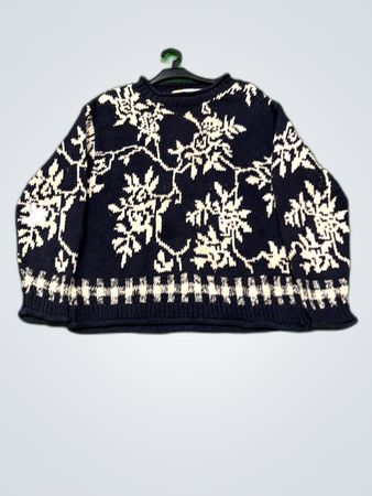 D'Chausssus Navy Floral Knit Sweater