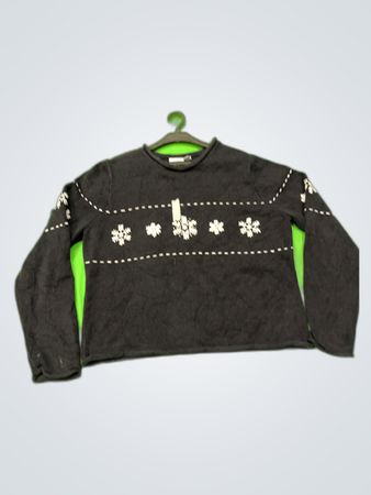 Sonoma Life+Style Black Snowflake Knit Sweater