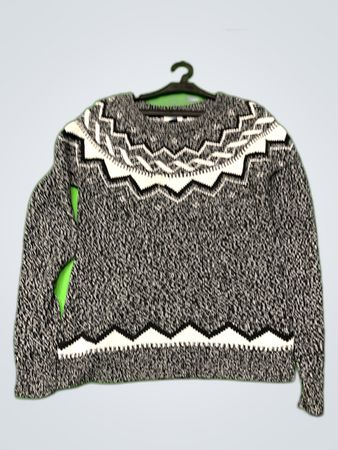 Old Navy Gray Nordic Knit Sweater