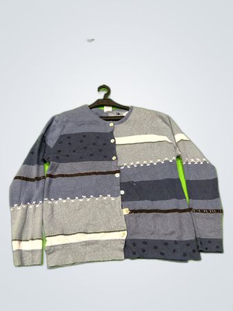 Cascade Blues Patchwork Knit Cardigan