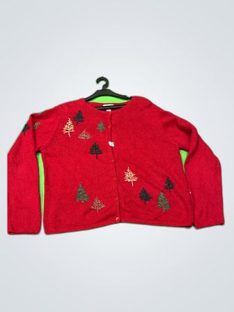 Northern Isles Red Christmas Tree Cardigan