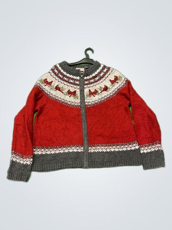 Croft & Barrow Red Nordic Zip Cardigan