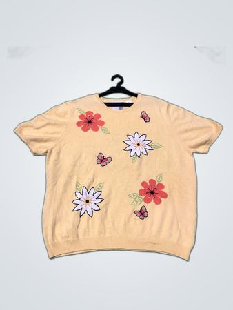 Alfred Dunner Floral Embroidered Knit Sweater