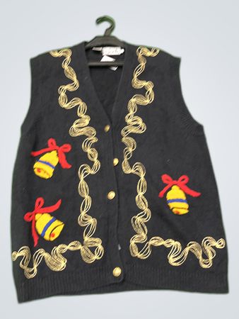 Rafaella Black Knit Cardigan Vest