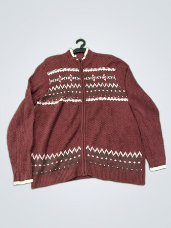 Northcrest Maroon Zip-Up Knit Cardigan
