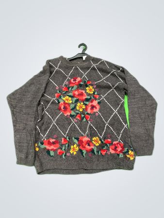 Chaus Embroidered Floral Knit Sweater