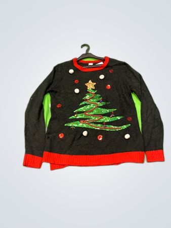 Holiday Time Black Christmas Tree Sweater