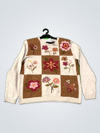 Alfred Dunner Floral Knit Sweater