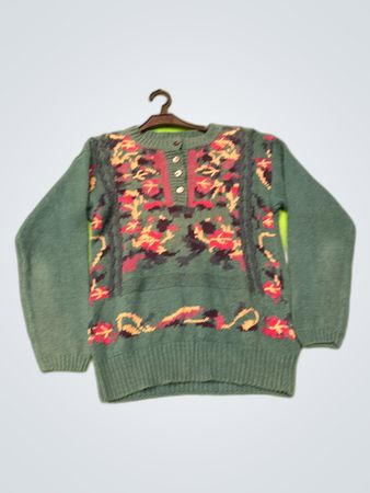 Classic New England Green Knit Sweater