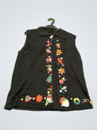 Mercer Street Studio Black Holiday Embroidered Vest