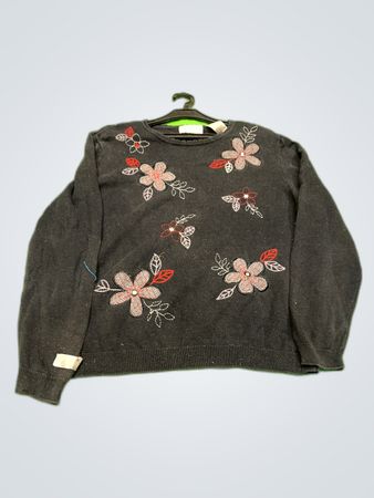 Alfred Dunner Floral Knit Sweater