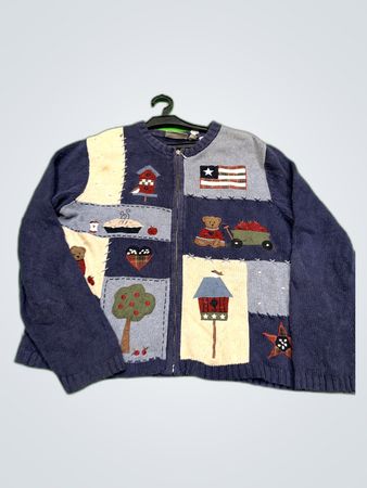 Croft & Barrow Patchwork Knit Cardigan