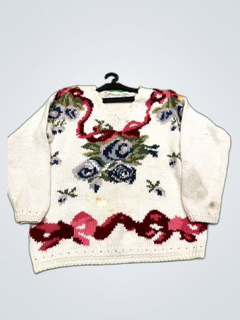 White Floral Embroidered Sweater