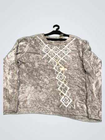 Gray Sweater with White Pattern