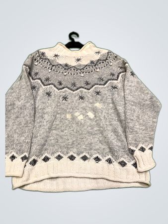 Crazy Horse Gray and White Knit Sweater