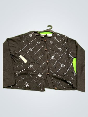 August Max Woman Black Sequin Knit Cardigan