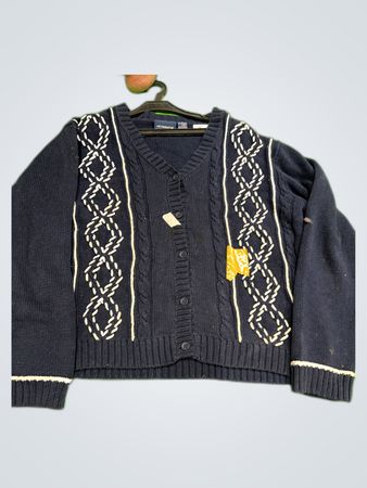 Liz Claiborne Sport Navy Cable Knit Cardigan