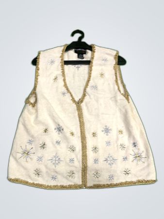 Hampshire Studio Snowflake Embroidered Knit Cardigan Vest