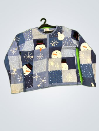 Talbots Petite Snowman Knit Cardigan