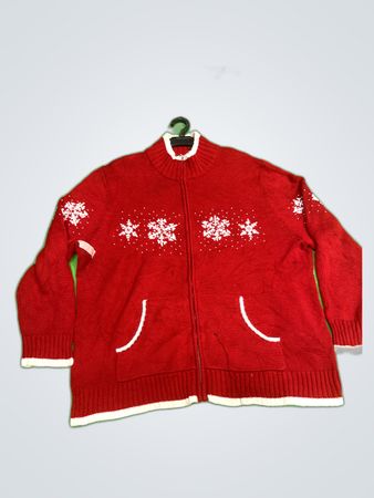 NorthCrest Red Snowflake Sweater