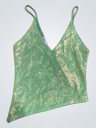 Upcycled Zara Green Sequined Cami Top
