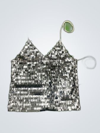 Upcycled Unbranded Silver Sequined Camisole Top