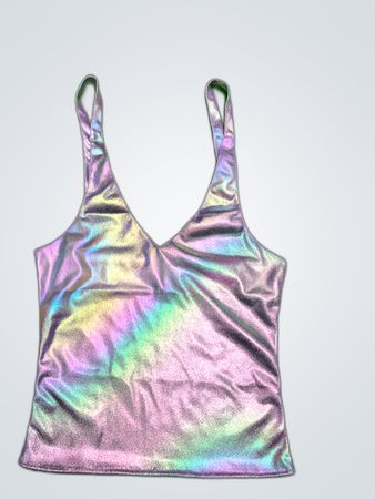 Upcycled Iridescent V-Neck Cami Top