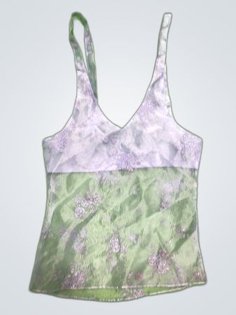 Upcycled Sheer Green and Purple Camisole